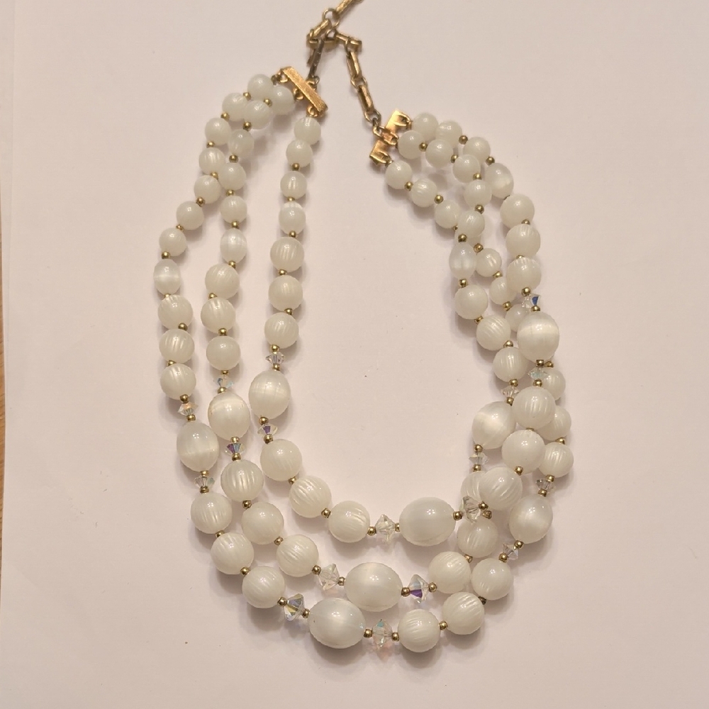Vintage Lisner White Multi-Strand Necklace
